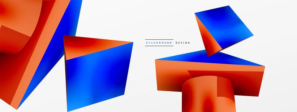 Metallic 3d shape vector geometric background. Trendy techno business template Stockillustratie