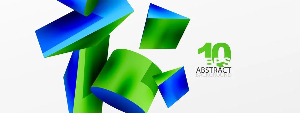 Metallic 3d shape vector geometric background. Trendy techno business template Stockillustratie