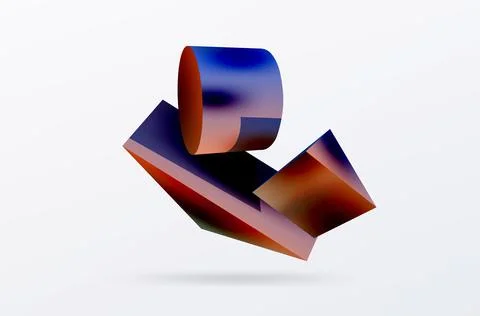 Metallic 3d shape vector geometric background. Trendy techno business template Stockillustratie