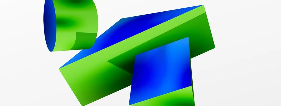 Metallic 3d shape vector geometric background. Trendy techno business template Illustrazione stock