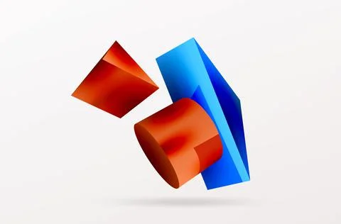 Metallic 3d shape vector geometric background. Trendy techno business template Stock Illustration