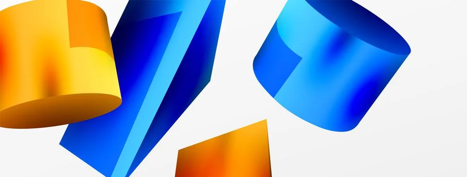 Metallic 3d shape vector geometric background. Trendy techno business template Stockillustratie