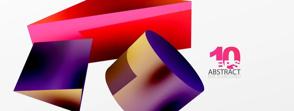 Metallic 3d shape vector geometric background. Trendy techno business template Stockillustratie