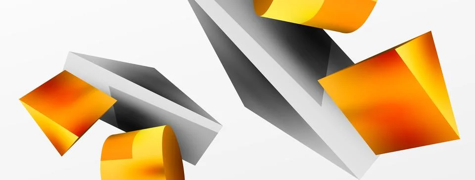 Metallic 3d shape vector geometric background. Trendy techno business template Stockillustratie