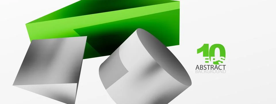 Metallic 3d shape vector geometric background. Trendy techno business template Stockillustratie