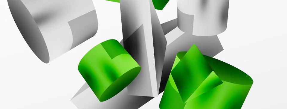 Metallic 3d shape vector geometric background. Trendy techno business template Illustrazione stock