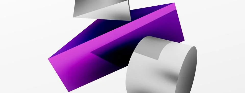 Metallic 3d shape vector geometric background. Trendy techno business template Stock Illustration