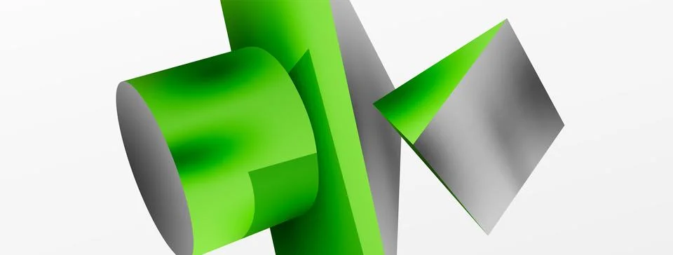 Metallic 3d shape vector geometric background. Trendy techno business template Stockillustratie