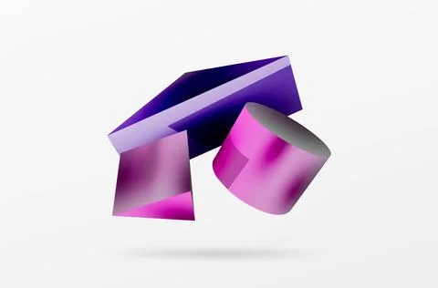 Metallic 3d shape vector geometric background. Trendy techno business template Stockillustratie