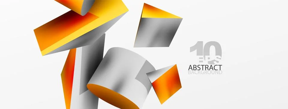 Metallic 3d shape vector geometric background. Trendy techno business template Stockillustratie