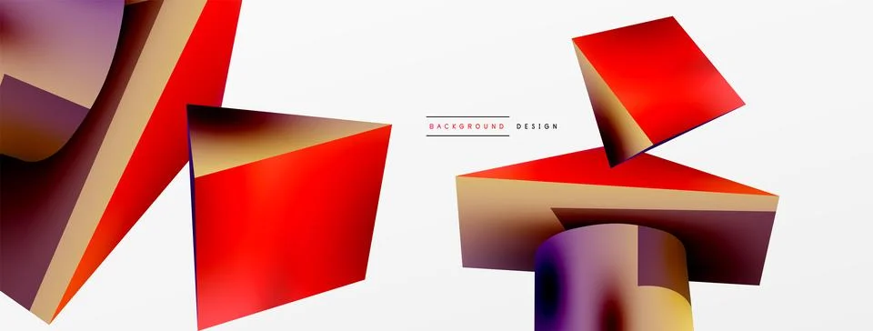 Metallic 3d shape vector geometric background. Trendy techno business template Stockillustratie