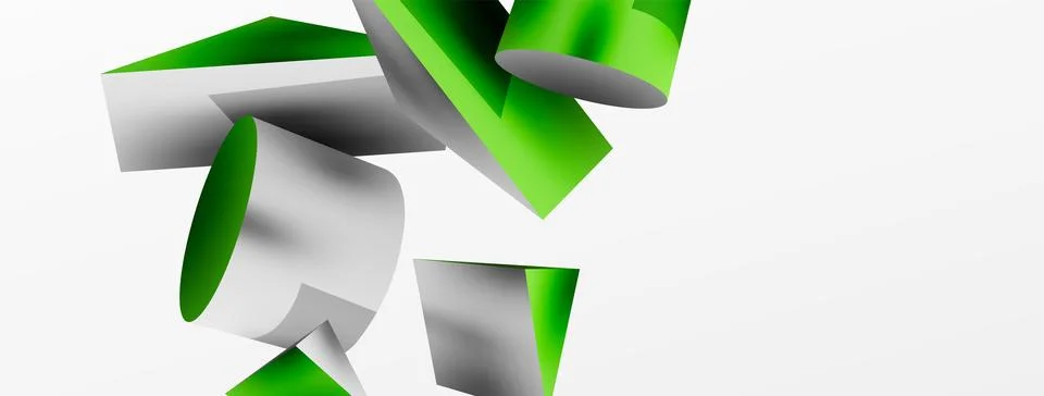 Metallic 3d shape vector geometric background. Trendy techno business template Stockillustratie