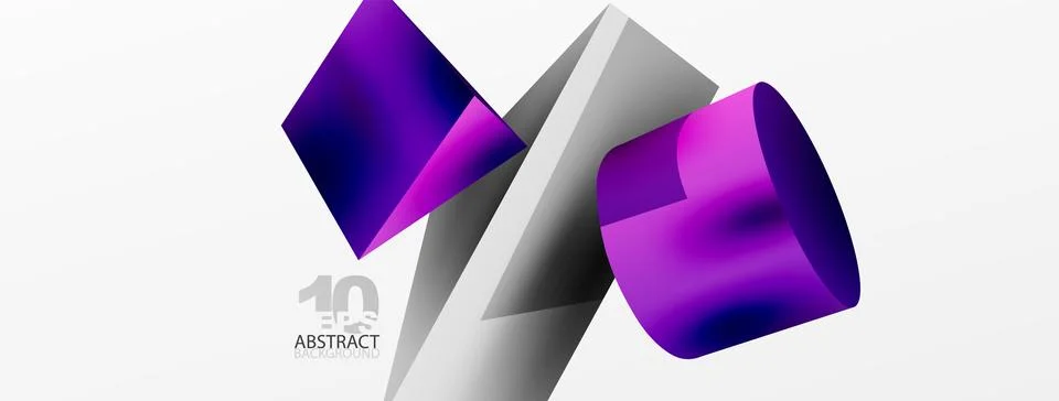 Metallic 3d shape vector geometric background. Trendy techno business template Illustrazione stock