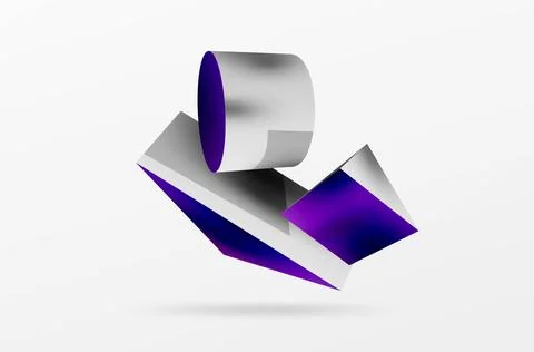 Metallic 3d shape vector geometric background. Trendy techno business template Illustrazione stock