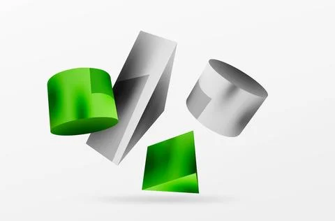 Metallic 3d shape vector geometric background. Trendy techno business template Stockillustratie