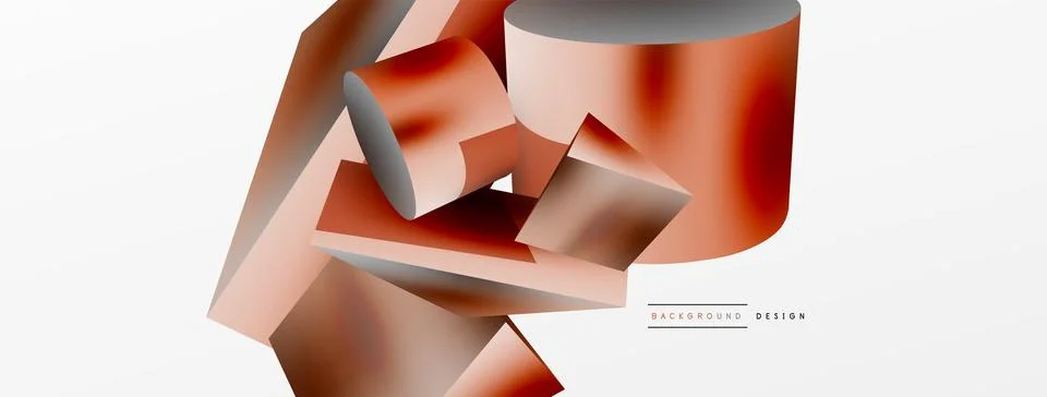 Metallic 3d shape vector geometric background. Trendy techno business template Stockillustratie