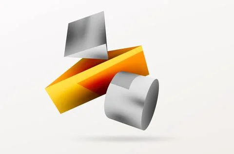 Metallic 3d shape vector geometric background. Trendy techno business template Stockillustratie