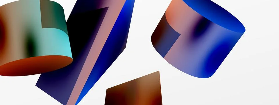 Metallic 3d shape vector geometric background. Trendy techno business template Stockillustratie