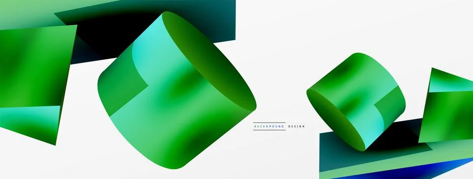 Metallic 3d shape vector geometric background. Trendy techno business template Stockillustratie