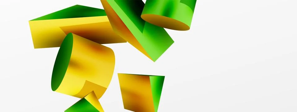 Metallic 3d shape vector geometric background. Trendy techno business template Stockillustratie