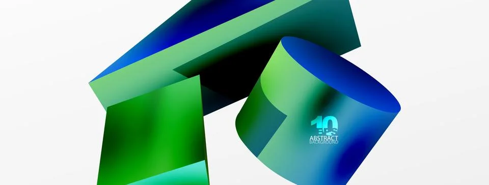 Metallic 3d shape vector geometric background. Trendy techno business template Illustrazione stock