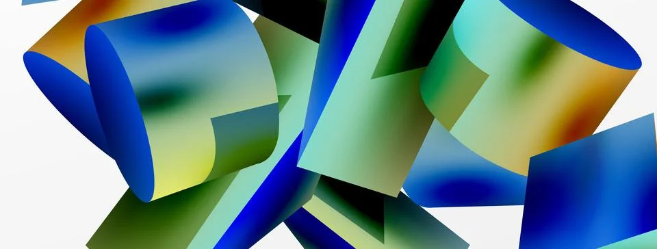 Metallic 3d shape vector geometric background. Trendy techno business template Stockillustratie