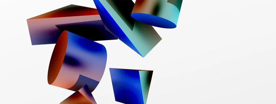 Metallic 3d shape vector geometric background. Trendy techno business template Stockillustratie