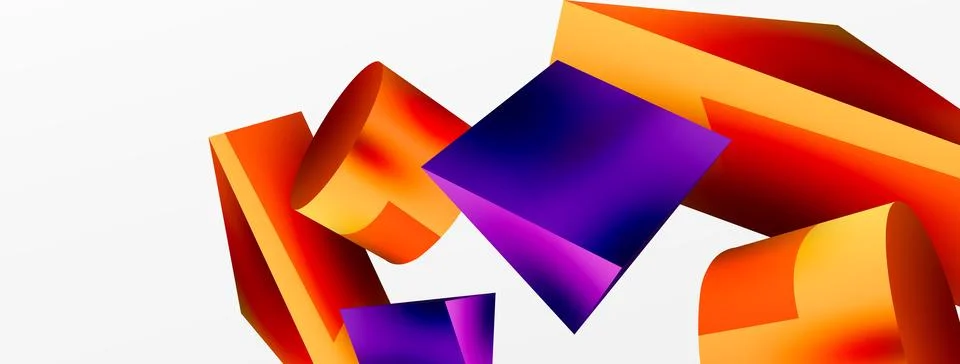 Metallic 3d shape vector geometric background. Trendy techno business template Stockillustratie