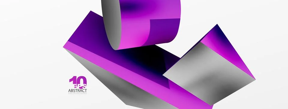 Metallic 3d shape vector geometric background. Trendy techno business template Stock Illustration