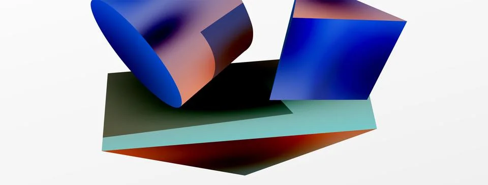 Metallic 3d shape vector geometric background. Trendy techno business template Stockillustratie