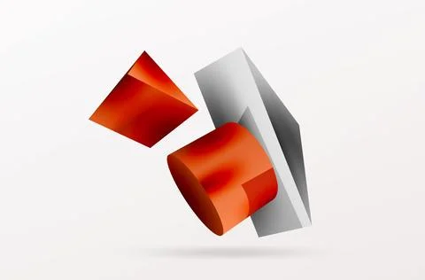 Metallic 3d shape vector geometric background. Trendy techno business template Illustrazione stock