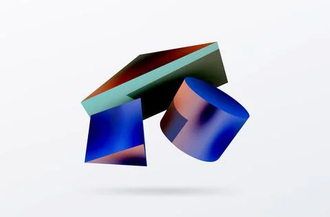 Metallic 3d shape vector geometric background. Trendy techno business template Illustrazione stock