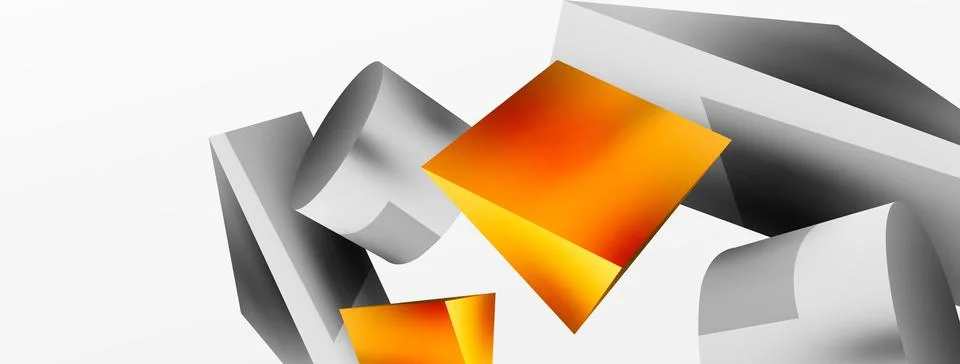 Metallic 3d shape vector geometric background. Trendy techno business template Stock Illustration