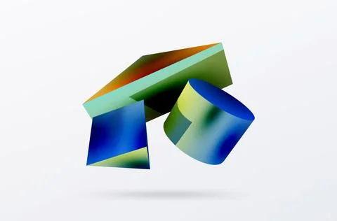 Metallic 3d shape vector geometric background. Trendy techno business template Stockillustratie