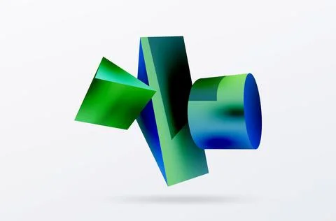 Metallic 3d shape vector geometric background. Trendy techno business template Stock Illustration