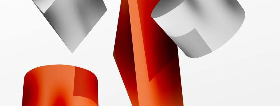 Metallic 3d shape vector geometric background. Trendy techno business template Stockillustratie