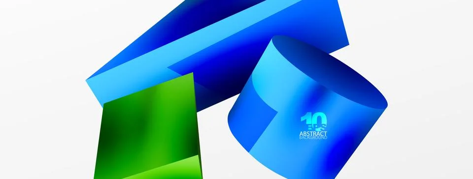 Metallic 3d shape vector geometric background. Trendy techno business template Illustrazione stock