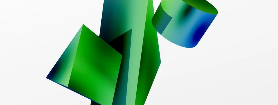 Metallic 3d shape vector geometric background. Trendy techno business template Stockillustratie