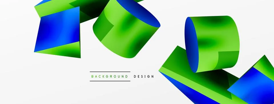 Metallic 3d shape vector geometric background. Trendy techno business template Stockillustratie