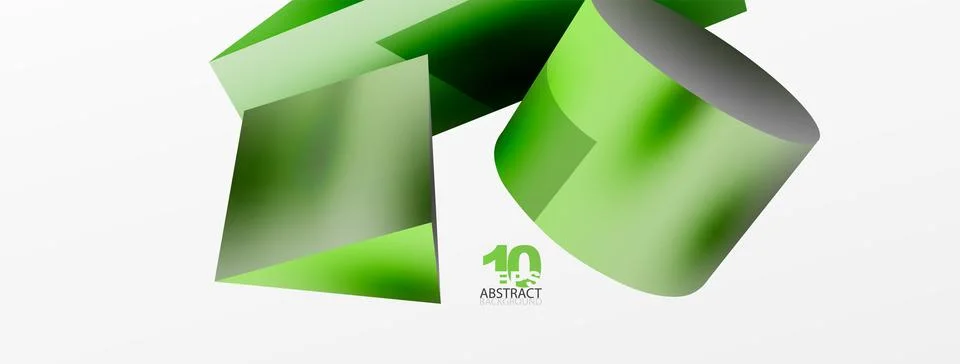 Metallic 3d shape vector geometric background. Trendy techno business template Stock Illustration