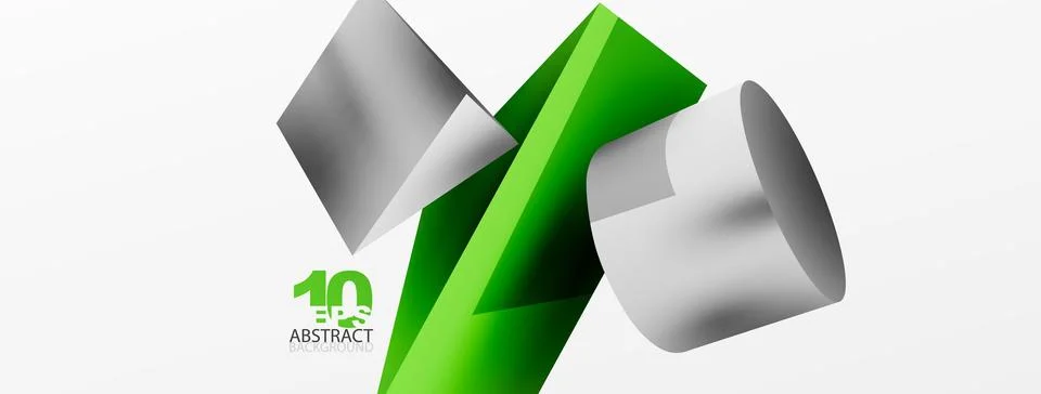 Metallic 3d shape vector geometric background. Trendy techno business template Stockillustratie