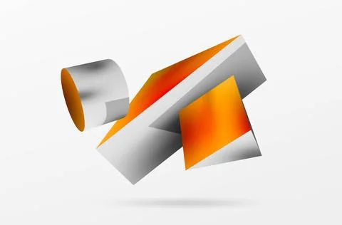 Metallic 3d shape vector geometric background. Trendy techno business template Illustrazione stock