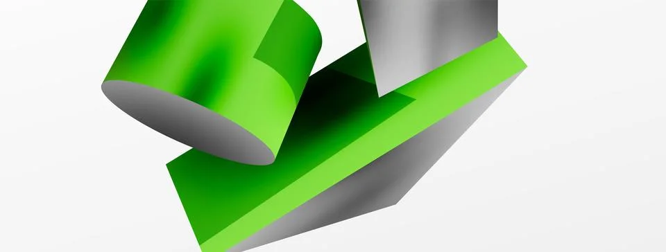 Metallic 3d shape vector geometric background. Trendy techno business template Stockillustratie