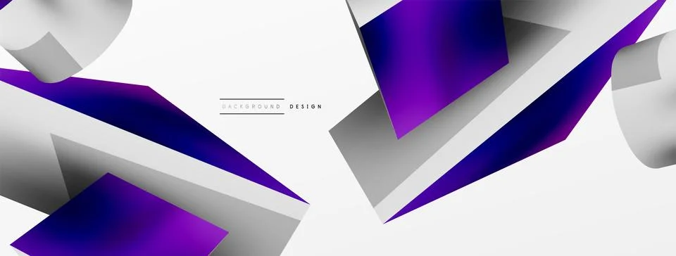 Metallic 3d shape vector geometric background. Trendy techno business template Illustrazione stock