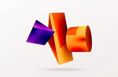 Metallic 3d shape vector geometric background. Trendy techno business template Stock Illustration