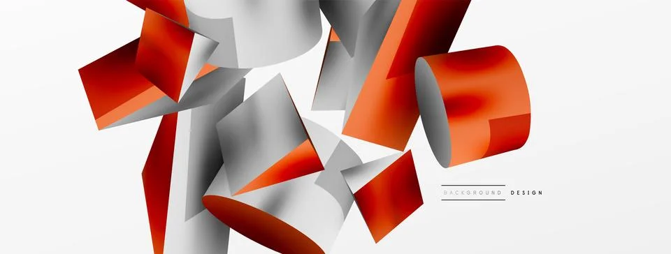 Metallic 3d shape vector geometric background. Trendy techno business template Stockillustratie