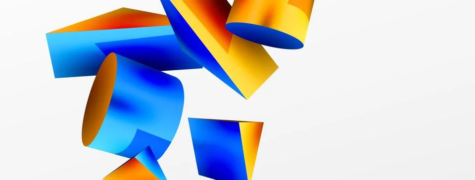 Metallic 3d shape vector geometric background. Trendy techno business template Stockillustratie