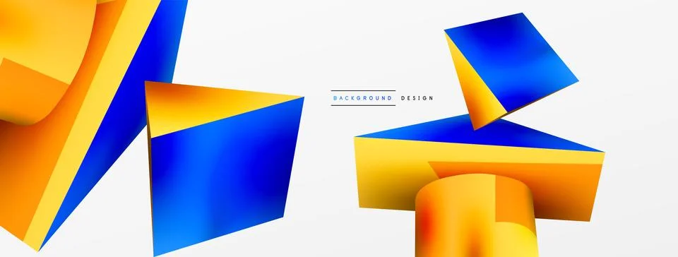 Metallic 3d shape vector geometric background. Trendy techno business template Stock Illustration