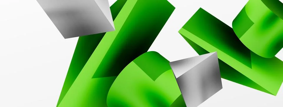 Metallic 3d shape vector geometric background. Trendy techno business template Stock Illustration