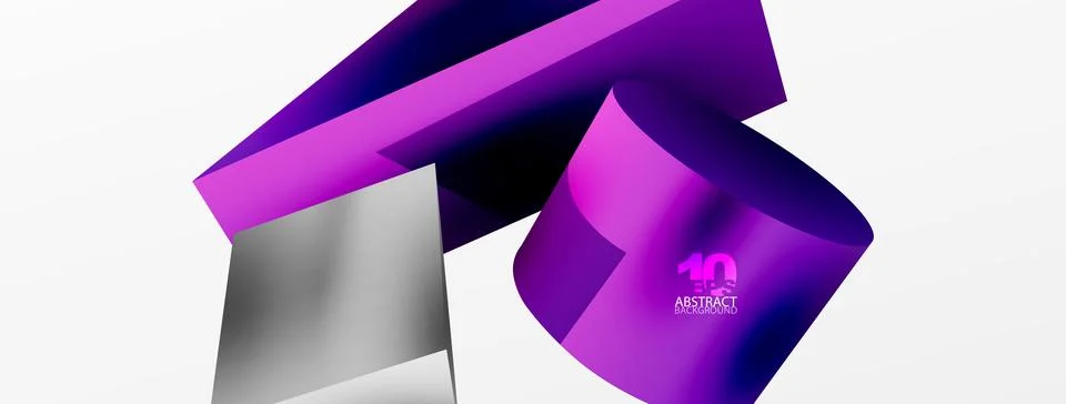 Metallic 3d shape vector geometric background. Trendy techno business template Stockillustratie